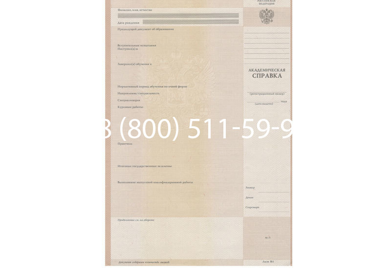 Купить Академическая справка 1996-2009 года в Краснодаре