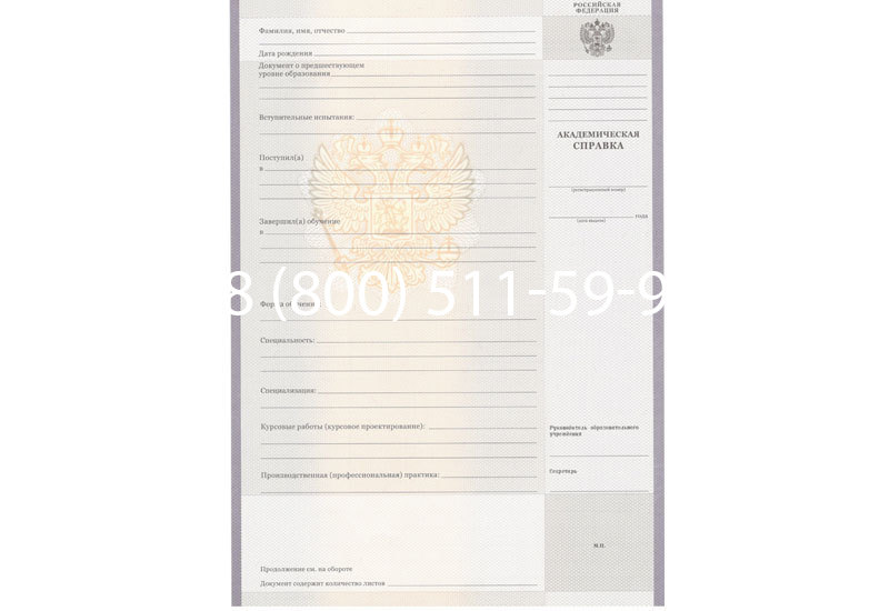 Купить Академическая справка образца 2010-2011 год для колледжа в Краснодаре